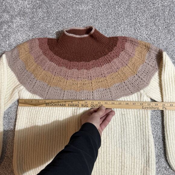 Cottagecore Sweater Women Size Large Grandpacore Warm Cable Knit Fair Isle Retro - Picture 3 of 7